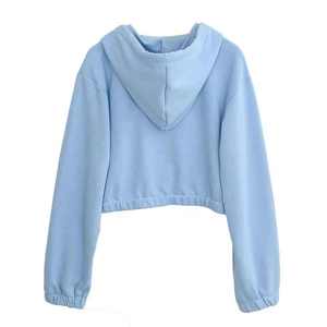 Sudaderas con capucha de gran tamaño con cremallera para mujer, Top informal de corto y manga larga con cuello redondo talla grande, logotipo frontal con hombros caídos, Invierno - Product Image 2