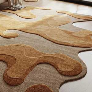 Hecho a mano lana seda irregular forma mano copetudo moderno patrón abstracto para sala de estar hogar - Product Image 4