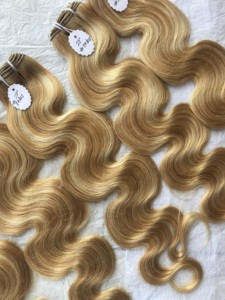 Cuticle Aligned Raw Virgin Temple Grade Brazilian Soft and <b>Silky</b> Color No. #27/613 Body Wave Human Hair Bundles Extension Vendor - Product Image 4
