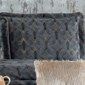 Ensemble de couvre-lit classique de luxe personnalisé Guzide Podyum Anthracite Grey 4 pièces, 100% chenille, tissé organique, rayé, lavable - Product Image 3