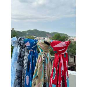 Indian Block Print Cotton <b>Sarong</b> Floral Beach <b>Wrap</b> in Traditional Pakistani Clothing Style - Product Image 2
