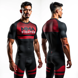 Compression Fit Rash Guard Full and Short Sleeve avec une conception personnalisée pour MMA et Grappling Gear kimono de jiu jitsu - Product Image 2