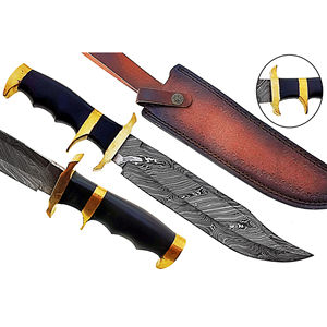 Couteau de chasse et de camping multifonctionnel Burraq Ecommerce, fait main, manche en bois, lame en acier inoxydable, étui en cuir, bricolage - Product Image 1