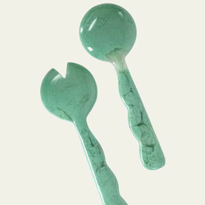 Ensemble de couverts à salade en résine faits à la main, style marbre, ustensiles de cuisine, vaisselle, cuillères, fourchettes, kit, mélangeurs, outils pour la maison - Product Image 1