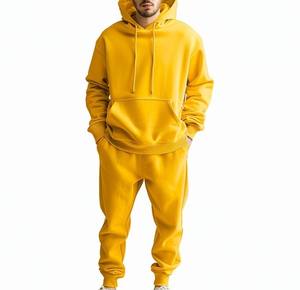 Ensemble de jogging d'hiver respirant 100% coton polaire personnalisé pour hommes Survêtements 2 pièces épais à manches longues pour la salle de sport - Product Image 1