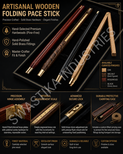 Premium Wooden Folding Pace Stick with Brass <b>Scale</b> Brass Locking <b>Mechanism</b> Custom Logo Drill Training Measuring Stick - Product Image 3