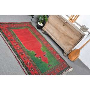 Tapis en laine Patchwork vert rouge traditionnel 3.5 X 5.7ft tapis turc tapis de salon support en Latex pour décorations de couloir 9x12 - Product Image 4