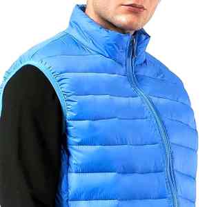 Vestes de rembourrage d'hiver bouffantes coupe-vent personnalisées pour hommes de haute qualité à capuche imperméable avec poches couleur bleue - Product Image 6