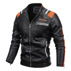 Chaqueta de Cuero para Hombre, Ropa de Moda, Chaqueta de Motociclista, Gabardina Masculina con Cuello Alto - Product Image 1