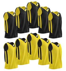 Maillot de basketball réversible personnalisable pour homme, imprimé en 3D, sans manches, col en V, coupe athlétique, 100 % polyester, fusion sans couture - Product Image 1