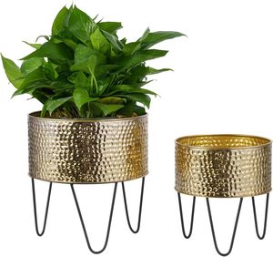 Decorative Metal Planter Nickel Plated Luxury Design Set of 2 Pieces - Product Image 6