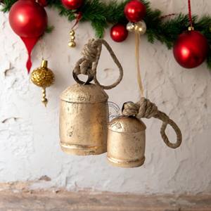 Juego de Campanas Colgantes de Metal Dorado Vintage, Diseño Rústico con Cuerda, Adorno Tradicional para Entrada de Casa, Jardín, Decoración Festiva - Product Image 2