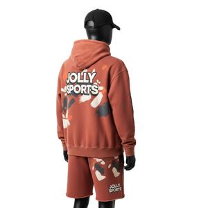 Conjunto de Sudadera con Capucha y Pantalones Cortos para Hombre, de Lujo, en Felpa de Algodón Cepillado de 300 GSM, Cómodo, en Tonos Tierra, con Logotipo Estampado - Product Image 5