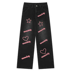 Último Estilo Pantalones Vaqueros Negros para Hombre con Efecto Desgastado, Ajuste Holgado, Cierre de Cremallera, Pantalones Casuales, OEM Personalizado, Alta Calidad, Venta al por Mayor de Jeans de Mezclilla para Hombre - Product Image 2