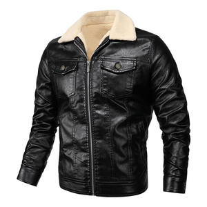 Directo de fábrica, nuevas chaquetas de invierno de cuero genuino personalizadas con cremallera para hombres, chaqueta cortavientos informal de motociclista para hombres - Product Image 1