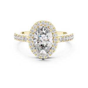 Anillo de compromiso de oro sólido de 14 quilates de inspiración vintage con racimo de diamantes de laboratorio de corte ovalado para ocasiones de boda - Product Image 1