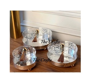 Lot de 2 assiettes de service en forme de dôme en acier argenté avec taille et logo personnalisables pour la maison et le restaurant - Product Image 4