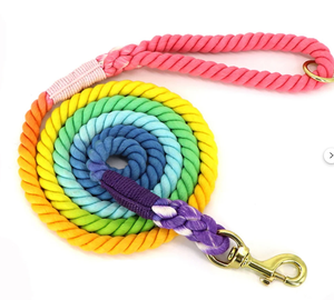 Rainbow Colors Braided Handmade Cotton <b>Dog</b> Rope <b>Leash</b> - Ombre <b>Dog</b> <b>Leash</b> - <b>Dog</b> Lead - Product Image 1