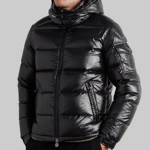 Veste matelassée à capuche pour homme de qualité supérieure, séchage rapide, vêtements décontractés d'hiver, couleur unie, design confortable et brillant, teinte et traitée - Product Image 2