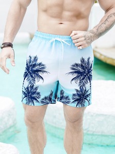 Pantalones cortos de playa sexis para hombre, traje de baño de verano, 100% de algodón bañadores, patrón sólido, ropa de tabla de Surf, Pantalones - Product Image 1