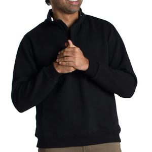 Sudadera de media cremallera con cuello redondo de algodón orgánico 100% para hombre, sudadera en blanco de estilo de invierno con cremallera y hombros caídos de talla grande en Nurak - Product Image 4