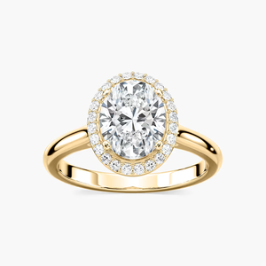 แหวนหมั้นเพชรทรงรี 2.10 กะรัต ผลิตในห้องปฏิบัติการ ประดับด้วยเพชรรอบๆ  ได้รับการรับรองจาก IGI ทองคำแท้ 14K - Product Image 2