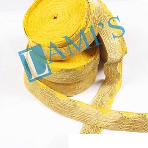 High Quality Gold Embroidered Fabric with Bullion Wire Trimmings Uniform <b>Lace</b> Braids Trim Galloon Textile Decorations Threads - Product Image 1