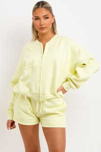 Premium Custom Lemon 2 Piece <b>Women's</b> Bomber Jacket And <b>Shorts</b> Tracksuit Set <b>Women</b> Hoodie & <b>Short</b> Tracksuit Set <b>Women</b> 2 Piece Set - Product Image 6