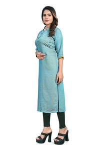 Kurta de mujer con estampado de rayón suave y cómodo de alta demanda para uso informal disponible a granel del proveedor indio - Product Image 2