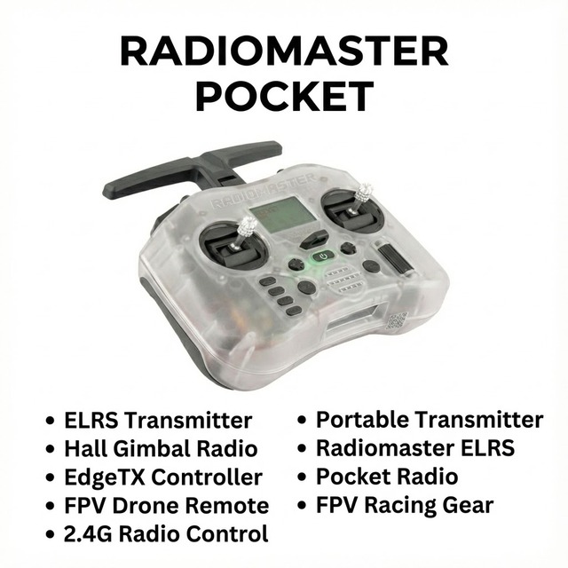 RADIOMASTER Pocket Hall Gimbal Transmitter ELRS CC2500 Remote Control Portable LED Light Foldable Antenna FPV Drone Controller