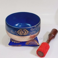 2025 vente chaude Unique 5 "ensemble de bols chantants tibétains avec troisième oeil Chakra couleur bleue méditation guérison et bols de yoga
