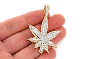 Moissanite colgante de hoja de marihuana 925 plata esterlina SativaCannabis 420 olla Unisex Hip hop Cannabis VVS Joyería de diamantes - Product Image 3