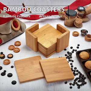 Ensemble de sous-verres en bambou créatifs, aspect artisanal, écologiques, 10 mm d'épaisseur, pour hôtels, restaurants, haute qualité, en vente - Product Image 3