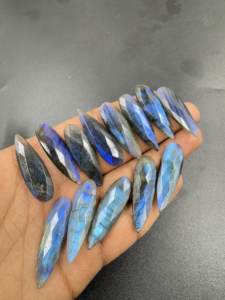 Alta calidad azul llamativo labradorita Checker corte pera forma Briolette 39x13mm piedras preciosas sueltas naturales para la fabricación de joyas - Product Image 2