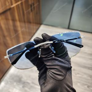 Lunettes de soleil Hip Hop de luxe de haute qualité à 2 rangs Bling Bridge Moissanite Diamond Sky Blue Shades Custom Designer Anti-Reflective - Product Image 5