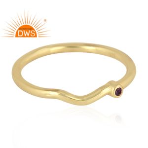 Bague en argent sterling plaqué or 18 carats avec pierre précieuse améthyste naturelle, design artisanal, fabricant de bijoux demi-fins - Product Image 2