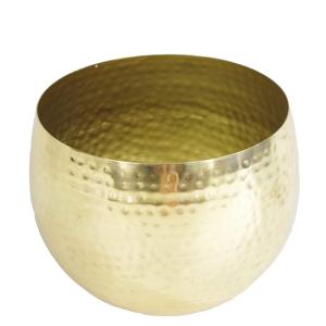 Rounded Shape <b>Gold</b> Finished Handmade Hammered Design Flower <b>Planter</b> for Home Decoration Living Room Floor Metal Flower <b>Planter</b> - Product Image 1