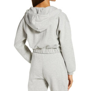 เสื้อฮู้ดแขนยาวผ้าฝ้ายสำหรับผู้หญิงมีฮู้ดสั้นแบบกำหนดเอง - Product Image 2