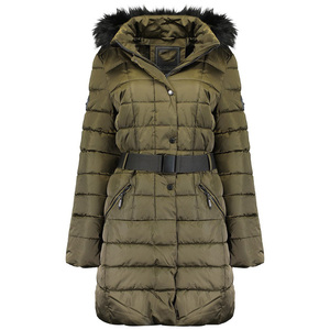 Vêtements d'hiver en gros fermeture éclair à la mode femmes parka veste taille réglable hiver spécial vestes avec patchs personnalisés - Product Image 2