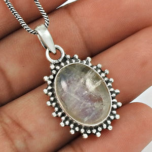 Pierre précieuse de guérison Pierre de lune arc-en-ciel naturelle Pendentif pierre précieuse Bijoux en argent sterling 925 Fournisseur en gros Pendentifs en argent OEM - Product Image 3