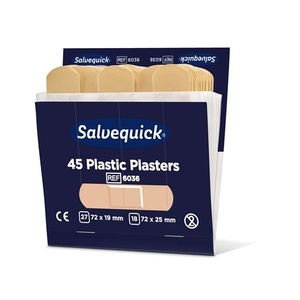 Apósitos Autoadhesivos Salvequick, 6 Paquetes de Recarga de 45 Tiras Cada Uno, Tiras de Yeso Impermeables - Product Image 3