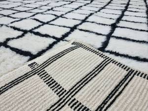 Thảm <span class=keywords><strong>berber</strong></span> Ma-rốc đích thực Thảm len lưới màu đen trắng thủ công với đống cao thiết kế trừu tượng THẢM LEN khu vực cao - Product Image 6