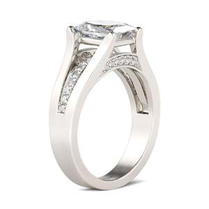 Bague de fiançailles géométrique en argent sterling plaqué rhodium Jeulia, coupe radiant - Product Image 3