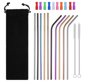 Vente flash : Ensemble de pailles en acier inoxydable 304, écologiques, réutilisables, design moderne, certifiées CE, pailles à boire avec 2 brosses de nettoyage et un laveur - Product Image 3