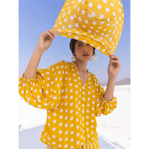 Gorra de Visera de Algodón con Puntos Amarillos - Product Image 5