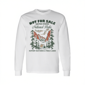 T-shirt à manches longues en coton unisexe, col rond, respectueux de l'environnement, ne se vend pas, soutient les parcs nationaux et les territoires publics - Product Image 2