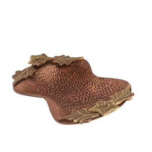 Plateau élégant en aluminium doré avec des accents de feuilles durables pour servir des collations et des fruits secs Texture gaufrée-Commande minimum 100 pièces - Product Image 3