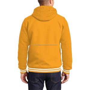 Veste universitaire en laine à manches contrastées avec broderie à col montant Position du logo sur le devant - Product Image 2