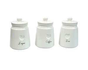 Juego de 3 recipientes de cerámica con tapas para azúcar, café, té, herméticos, aptos para alimentos, elegantes organizadores para la encimera de la cocina. - Product Image 3