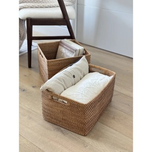 Rectangular rattan <b>basket</b> in boho style Handmade <b>Storage</b> <b>Basket</b> Wholesale eco-friendly Made in Viet Nam - Product Image 5